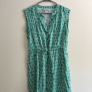 Loft Light Green Geo Pattern Dress Medium Petite